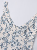 Sexy Fashion Deep V-Neck Slim Waist A-line Ruched Strap Dress