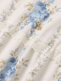 Lace Patchwork Sexy V-Neck Printed Slim Waist Strap Dress