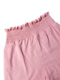 Women's Casual Holiday Smocked Slim Waist Puff Sleeve Crop Top & Ruffle Pants Set