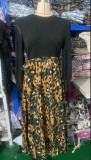 Summer Women's Slim Fit Patchwork Leopard Print Split Long Sleeve Dress