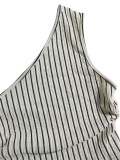 Summer Women's Holiday One-Shoulder Striped Crop Top & Bodycon Skirt Two-Piece Set