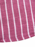 Women's Career Vertical Stripe Single-Breasted Short Sleeve Shirt & Drawstring Shorts Set