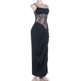 Women Sexy Lace-Up Dress with Slit