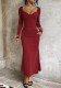 Women Waist-cinching Sweetheart Neck Long-Sleeved Solid Autumn Maxi Dress