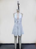 Women Solid Sexy Lace Mini Dress