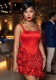 Women Solid Floral Bodycon Dress