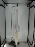 Women's Career Deep V-Neck Long Sleeve Slim Waist Pleated Blazer Dress