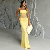 Women Spring Summer lace Patchwork Sexy Maxi Dress