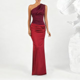 Women Sexy Slash Shoulder Fishtail Maxi Dress