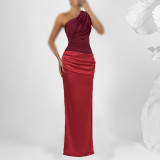 Women Sexy Slash Shoulder Fishtail Maxi Dress