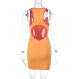Women Color Block Hollow-Out Bodycon Dress