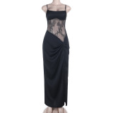 Women Sexy Lace-Up Dress with Slit