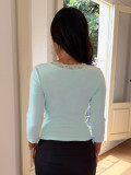 Women Lace V-Neck Tie-Waist Long-Sleeve T-Shirt Crop Top