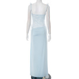 Women Spring Summer lace Patchwork Sexy Maxi Dress