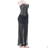Women Sexy Strapless Formal Party Dress