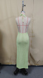 Women Solid Sexy Knitting Hollow-Out Beach Cover-Up Bikini Beach Dress