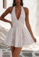 Women Solid Sexy Lace Mini Dress