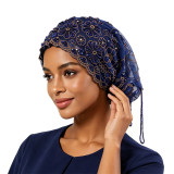 Women's Beaded Embroidered Lace Tassel Headwrap Cap