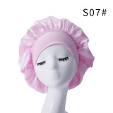 Women's Classic Solid Satin Wide Brim Sleep Cap for Hair Care