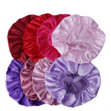Women's Classic Solid Satin Wide Brim Sleep Cap for Hair Care