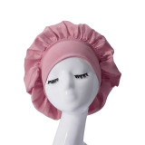 Women's Classic Solid Satin Wide Brim Sleep Cap for Hair Care