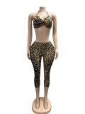 Women's Sexy Slim Fit Leopard Print Cami Top & Tight Fitting Pants Set