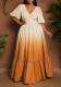 Women's Chic V-Neck Puff Sleeve Gradient Party Dress