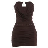 Summer Women's Sexy Street Style Strapless Tank Top & Mini Skirt Set
