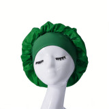 Women's Classic Solid Satin Wide Brim Sleep Cap for Hair Care