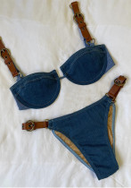 Women's Adjustable Low Waist Triangle Belt Detail Bikini Two-Piece Swimsuit Women's Adjustable Low Waist Triangle Belt Detail Bikini Two-Piece Swimsuit