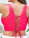Plus Size Women's Deep V Cross Back Lace-Up Bikini Top