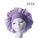 Women's Classic Solid Satin Wide Brim Sleep Cap for Hair Care