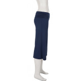 Women's Casual Solid Color Lace Trim Cami & Loose Mid-Length Shorts Two-Piece Set