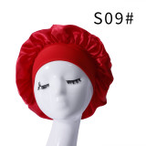 Women's Classic Solid Satin Wide Brim Sleep Cap for Hair Care