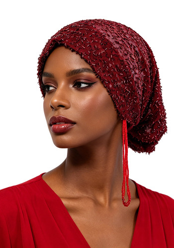 Women's Beaded Tassel Hair Wrap Cap