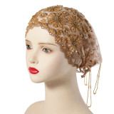 Women's Beaded Embroidered Lace Tassel Headwrap Cap