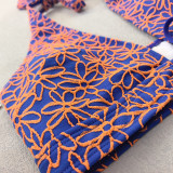 Women's Casual Blue Printed High Waist Bikini Swimsuit