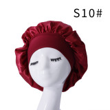 Women's Classic Solid Satin Wide Brim Sleep Cap for Hair Care