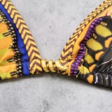 Women's Leopard Print Low Waist Lace-Up Bikini Two-Piece Swimsuit