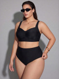 Plus Size Women's Open Back Bikini Two-Piece Swimsuit