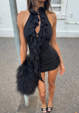 Summer Women's Sexy V-Neck Ruffle Bodycon Mini Dress