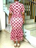 Women's Mesh Stand Collar Bubble Sleeve Bowknot Slim Waist Ruffle Bodycon Mermaid Dress