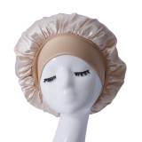 Women's Classic Solid Satin Wide Brim Sleep Cap for Hair Care
