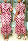 Women's Mesh Stand Collar Bubble Sleeve Bowknot Slim Waist Ruffle Bodycon Mermaid Dress