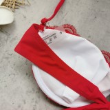 Women's Solid Color Lace Strapless Lace-Up Bikini Two-Piece Swimsuit