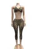 Women's Sexy Slim Fit Leopard Print Cami Top & Tight Fitting Pants Set
