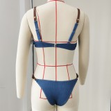 Women's Adjustable Low Waist Triangle Belt Detail Bikini Two-Piece Swimsuit
