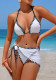 Women's Halter Neck Low Back Bikini with Mesh Skirt Three-Piece Swimsuit