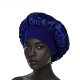 Women's Classic Solid Satin Wide Brim Sleep Cap for Hair Care