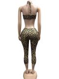 Women's Sexy Slim Fit Leopard Print Cami Top & Tight Fitting Pants Set